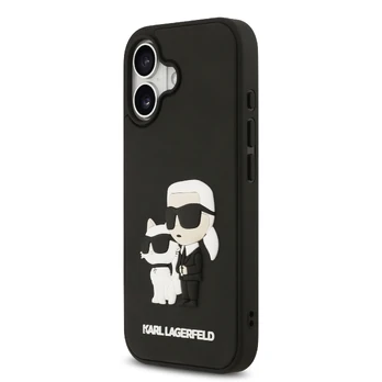 Karl Lagerfeld 3D Rubber Karl and Choupette Case for iPhone 17 Juodas