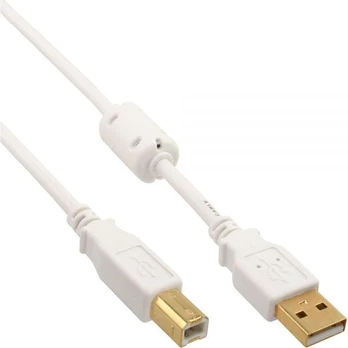 USB InLine USB-A – USB-B laidas 10 m baltas (34550W)