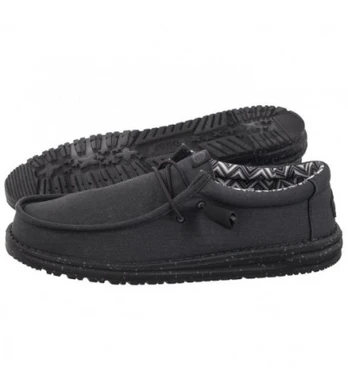 Hey Dude Wally Stretch Canvas Black 40700-060 (HY14-b) batai