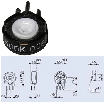 Paderinamas rezistorius 0.15W 500K vertikalus, RoHS