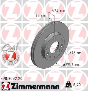 Stabdžių diskas ZIMMERMANN 370.3072.20