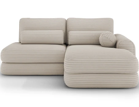 Ripeli Corner Sofa Bed with Storage, Beige Velvet, Right-Hand Facing, Modern, Beige