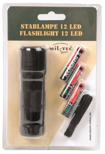Mil-Tec Prožektorius 12 LED (3AAA), Juodas