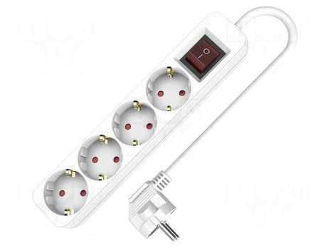Extension lead | 3x1.5mm2 | Schuko | Sockets: 4 | PVC | white | 3m | 16A