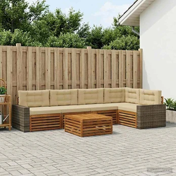 Lauko sofos komplektas 6 pcs Natūralus ir bežinis