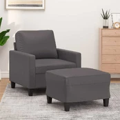 Sofa Krėslas su pakoja, pilkos spalvos, 60cm, dirbtinė oda kaina