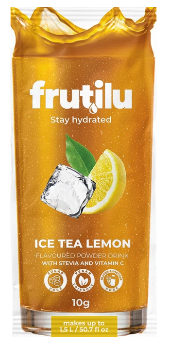 Frutilu becukris gėrimas šaltos citrinų arbatos skonio