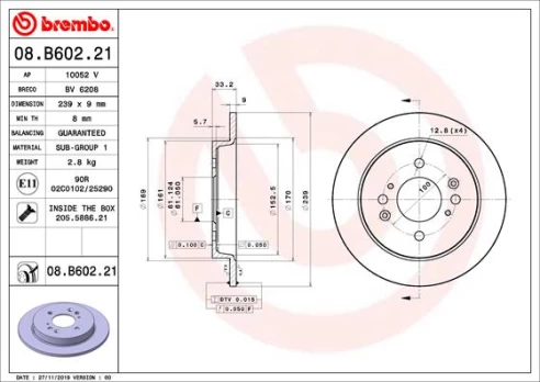 BREMBO 08.B602.21 Brake Disc
