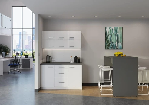 Biuro virtuvėlė Ergostock White Kitchenette su aukštu stalu