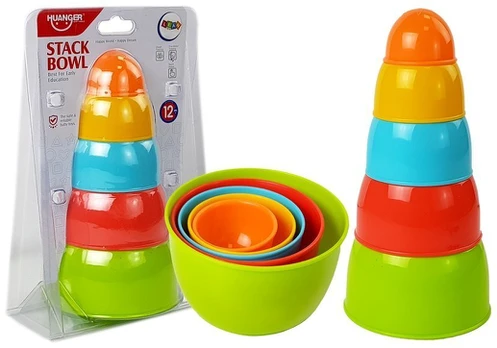 Lavinimo žaislas Huanger Stack Bowl, įvairių spalvų, 5 vnt.