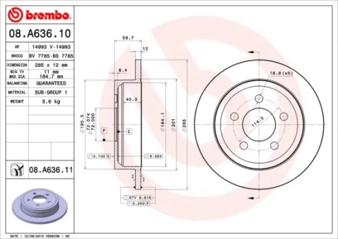 BREMBO 08.A636.11 Brake Disc