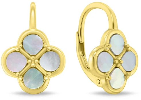 Brilio Silver Gold-plated dangle earrings Baltas Clover EA1284Y