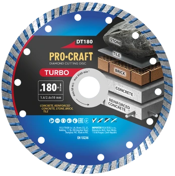 Deimantinis pjovimo diskas „ProCraft DT180”