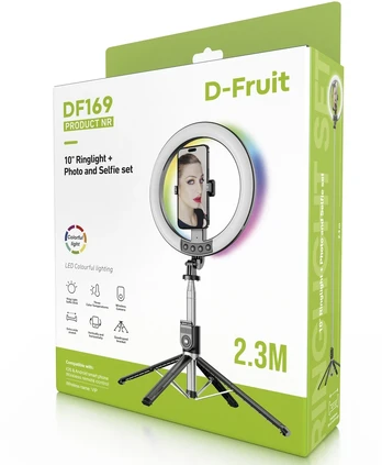 LED Žiedinė Lempa - D-Fruit DF169 10-Colių RGB LED Trikojis