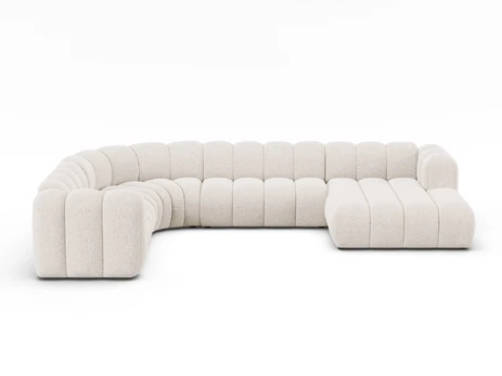 Modular Panoramic Left Corner Sofa, "Lupine", 6 Seats, 370x280x70, Light Beige