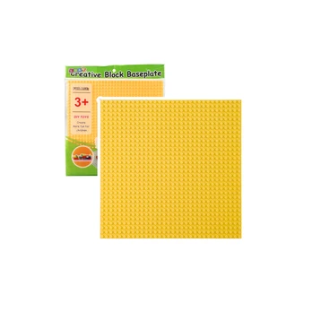 Lean Toys Construction Board for Building Blocks Geltona 25.5x25.5 cm