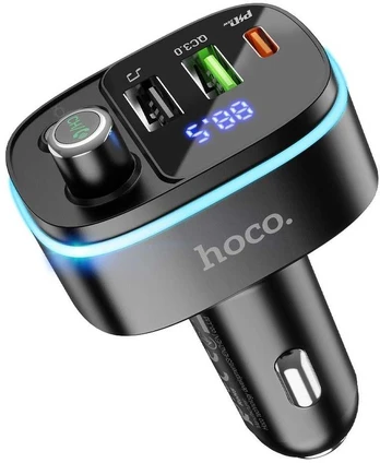 HOCO transmiter FM Bluetooth + 2xUSB + Typ C PD20W + QC3.0 Fast E62 juodas