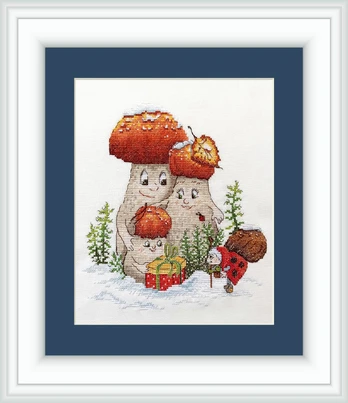 Siuvinėjimo kryželiu rinkinys NeoCraft Grybai 23×25 cm