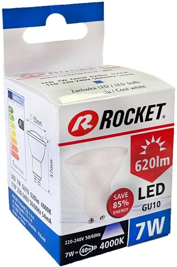 Rocket 7W GU10 620lm 4000K A+ LED lemputė, 1 vnt.