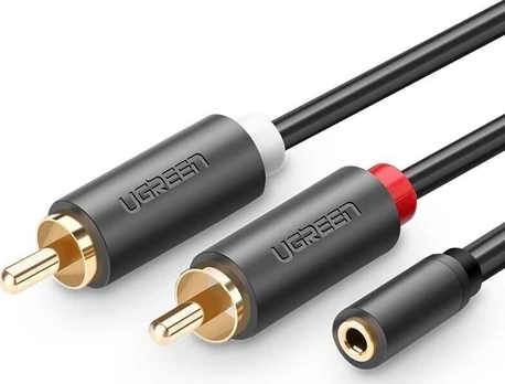 Ugreen AV102 garso laidas 2RCA, 3,5 mm, 3 m, juodas
