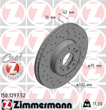 Stabdžių diskas ZIMMERMANN 150.1297.52