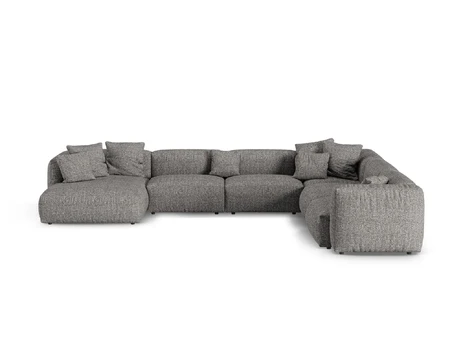 Boucle Modular Right Corner Sofa, "Martina", 6 Seats, 420x330x75, Graphite