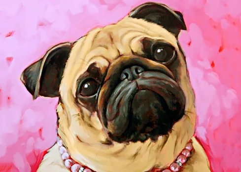 Deimantinis paveikslas Pug WD182 38*27 cm