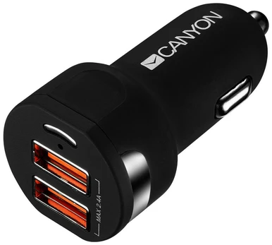 Įkroviklis Canyon, 2 x USB, juoda