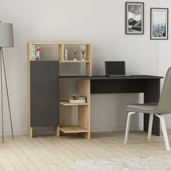 Rašomasis stalas Kalune Design Bugra 550ARN1113, ąžuolo/antracito