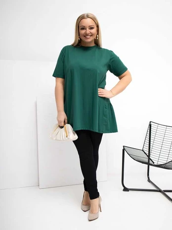 Palaidinė moterims plus size tamsiai žalia