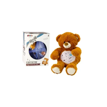 Lean Toys Teddy Bear Sleeping Lights Sounds Night and Day Mode Brown