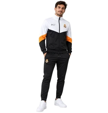 Vyriškas Real Madrid sportinis kostiumas, juodas ir baltas