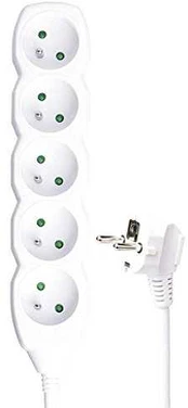 EMOS Extension cable 5 sockets 5m, baltas, PVC, 1,5mm2