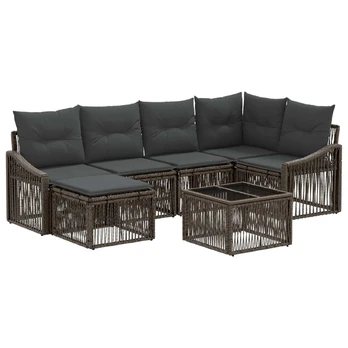 Sodo Sofų Rinkinys 7 pcs Pilka poliratanas
