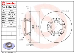 BREMBO 08.E026.20 Brake Disc kaina