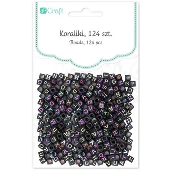 Karoliukai juodi RAIDĖS 124vnt
