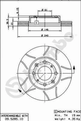 Stabdžių diskas BREMBO 09.5285.75