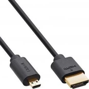 Kabelis InLine® Slim Ultra High Speed HDMI Cable AM/DM (Micro) 8K4K auksinis plated juodas 0.5m