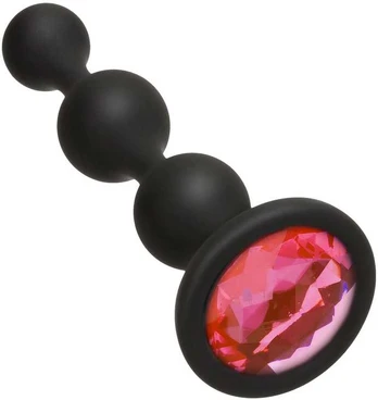 Doc Johnson Booty Bling Silicone Beaded Plug with Jewel Medium Juodas