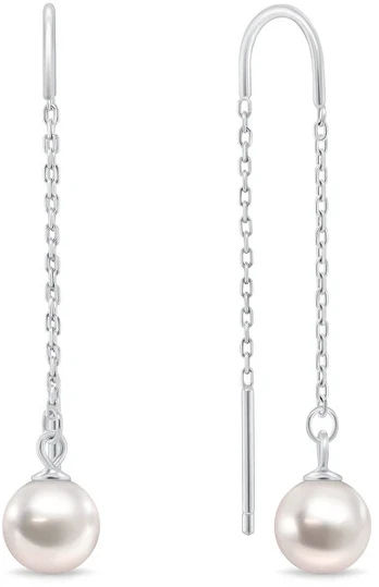 Brilio Silver Sidabrinis thread earrings with real pearl EA1289W