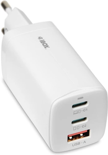 Įkroviklis iBOX C-65, USB/2 x USB-C, balta, 65 W