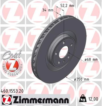 Stabdžių diskas ZIMMERMANN 460.1553.20