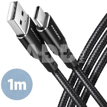 AXAGON BUCM-AM10AB HQ cable USB-C USB-A, 1m, USB 2.0, 3A, ALU, braid, black