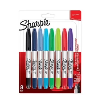 Sharpie Twintip -permanenttitussit, värilajitelma, 8 kpl