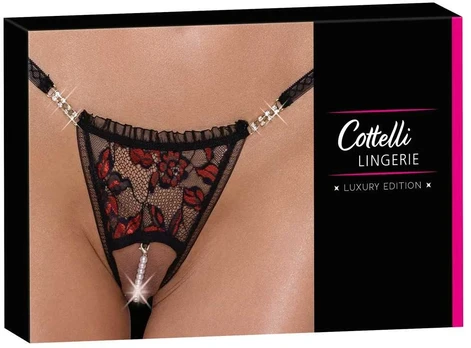 Cottelli lingerie Crotchless String Pearl S/M kelnaitės, stringai