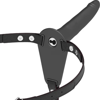 FETISH SUBMISSIVE HARNESS - Juodas silikoninis vibratorius 15 cm