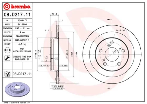 BREMBO 08.D217.11 Brake Disc