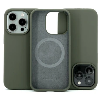 Evelatus iPhone 15 Pro Max Premium Magsafe Soft Touch silikoninis dėklas Apple Dark Olive