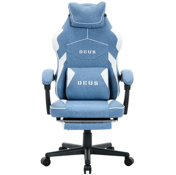 Žaidimų kėdė DEUS Edge Light Blue, audinys, su pakoju