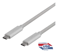 Mob. telefono kabelis DELTACO USB 3.1, "C-C", 1m, sidabrinė / USBC-1417M kaina